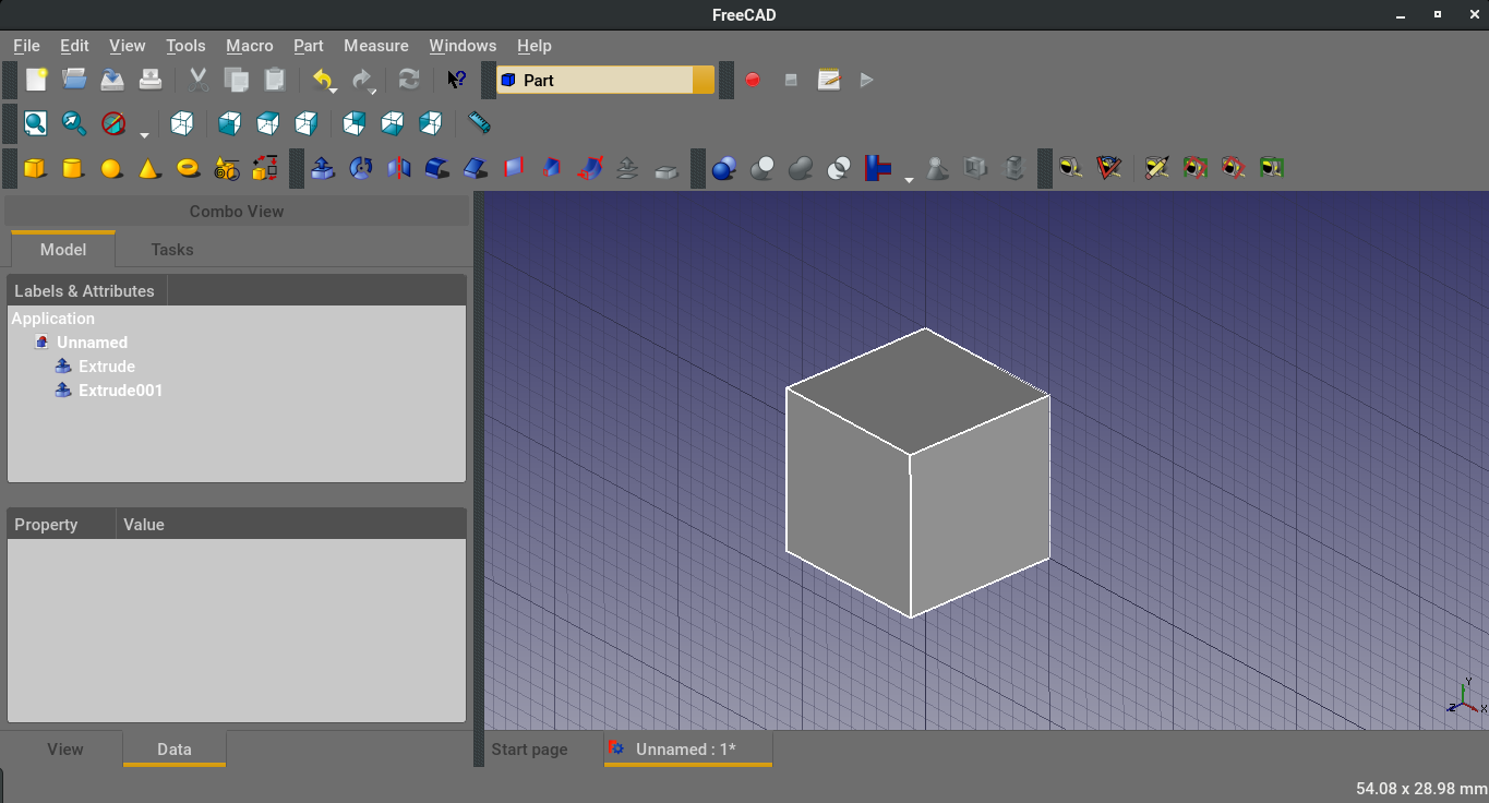 Screenshot of FreeCAD software