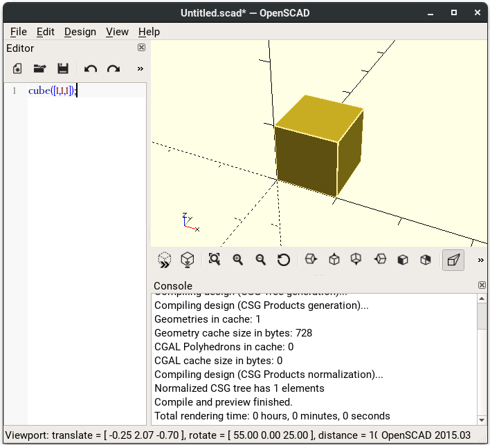 Screenshot of OpenSCAD software